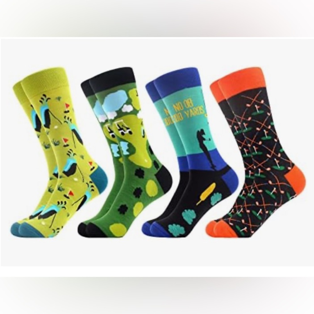 WeciBor Men’s Novelty Golf Socks Set of 4 Pairs